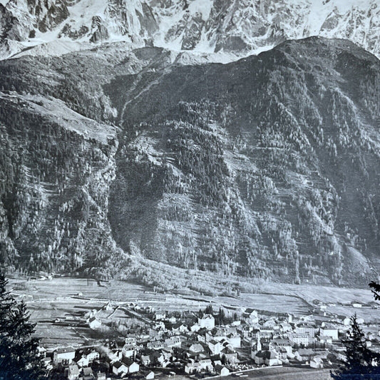 Antique 1909 Village Of Chamonix France Stereoview Photo Card V2869