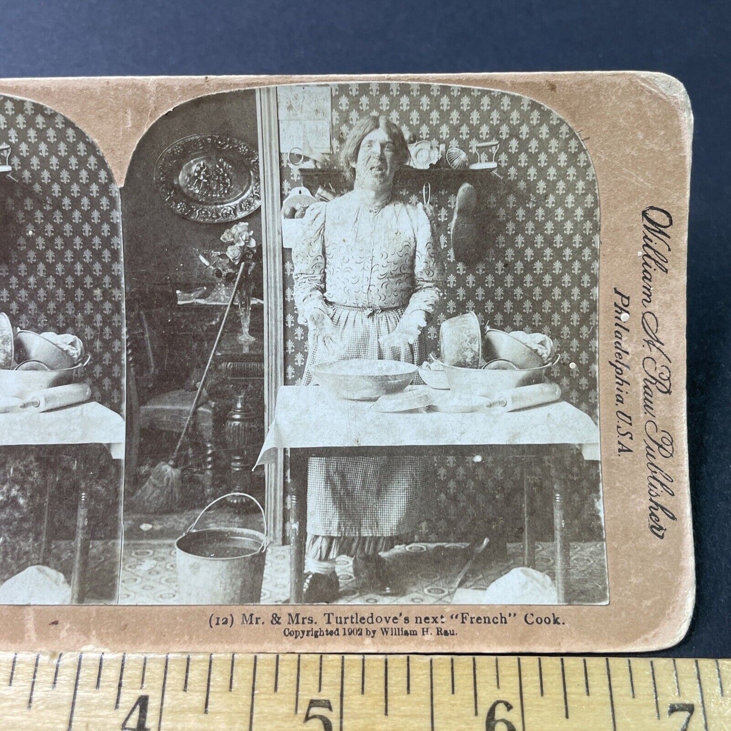 Antique 1902 Man Dresses As Woman French Cook Stereoview Photo Card P2963