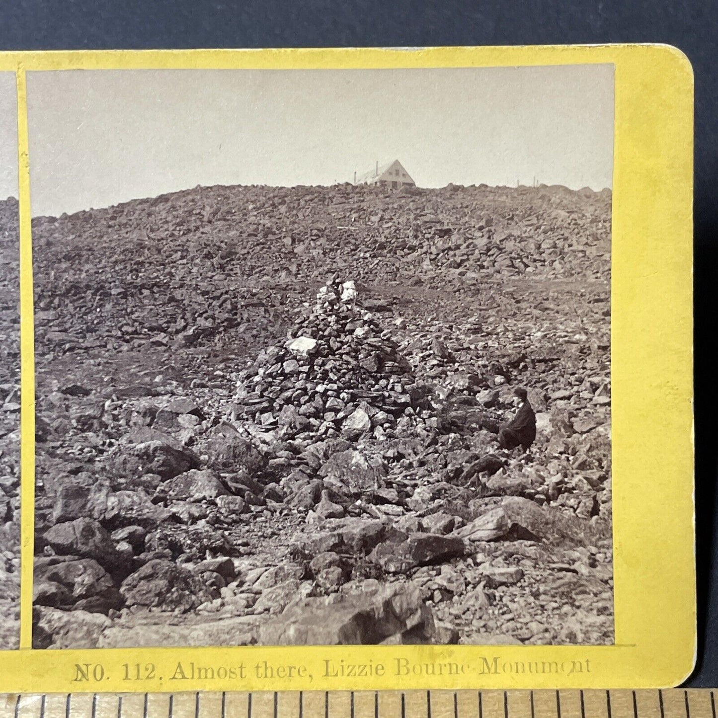 Antique 1870s Lizzie Bourne Memorial Mt Washington Stereoview Photo Card V1846