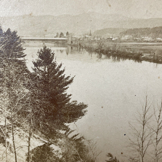 Antique 1870s Covered Bridge Warren New Hampshire Stereoview Photo Card V2134