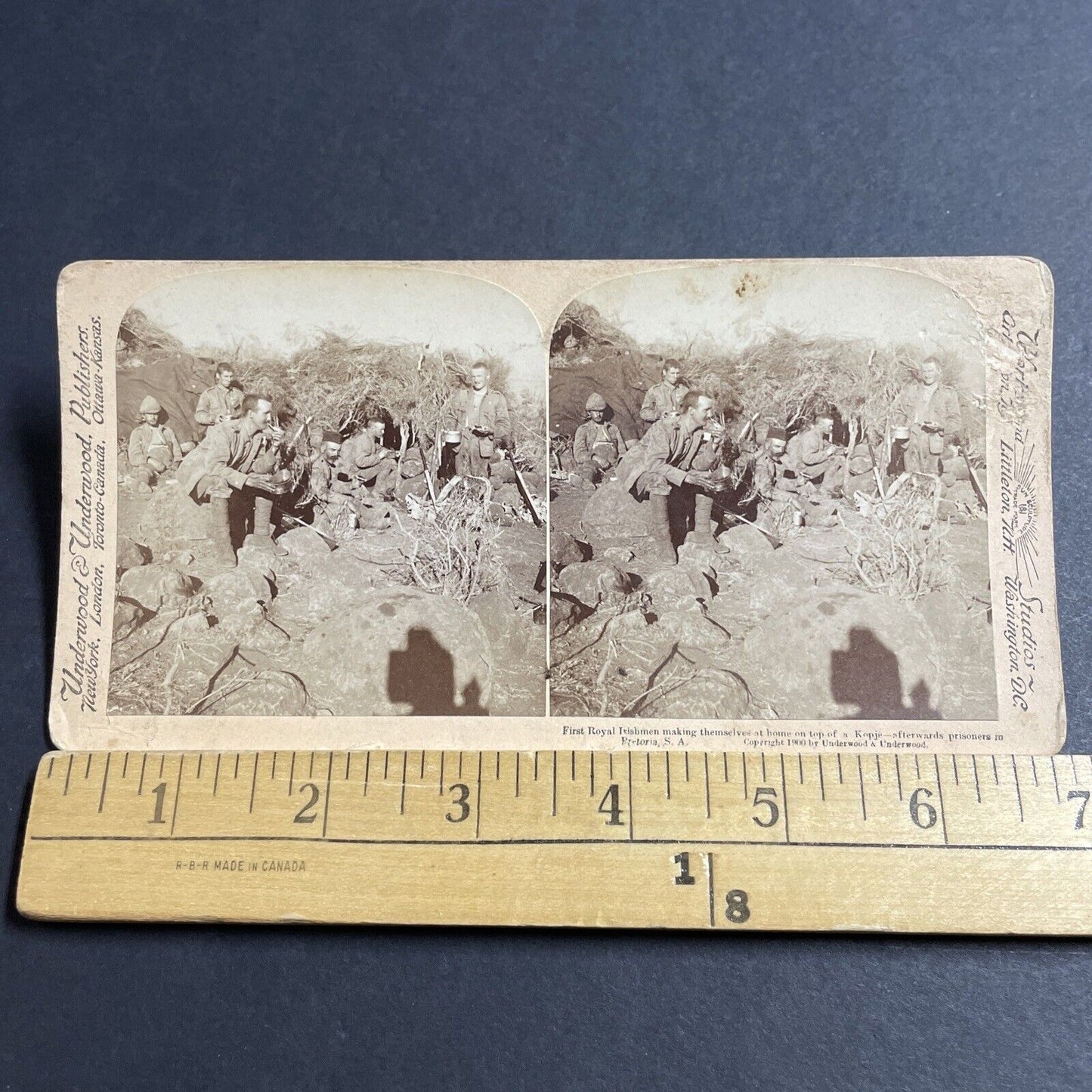 Antique 1900 Irish Soldiers Fighting In The Boer War Stereoview Photo Card P5557