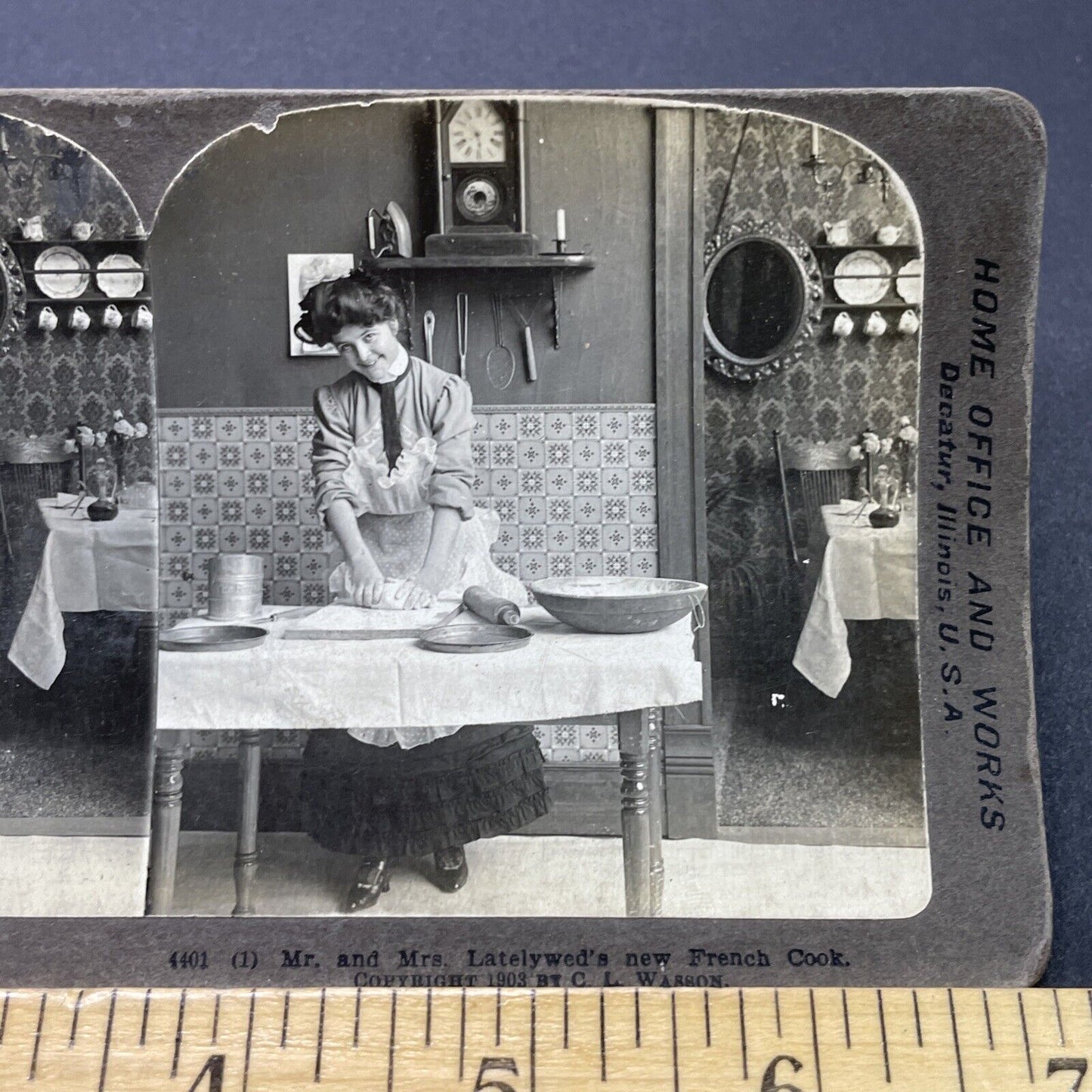 Antique 1903 French Cook Flirts With Photographer Stereoview Photo Card P2650