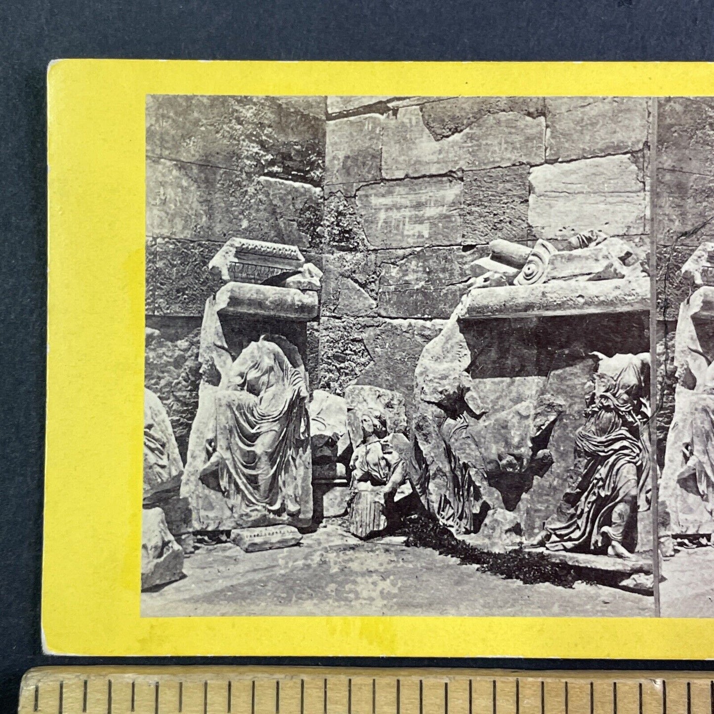 Statues Of Wingless Victory Athens Stereoview Francis Frith Antique c1870 X3238