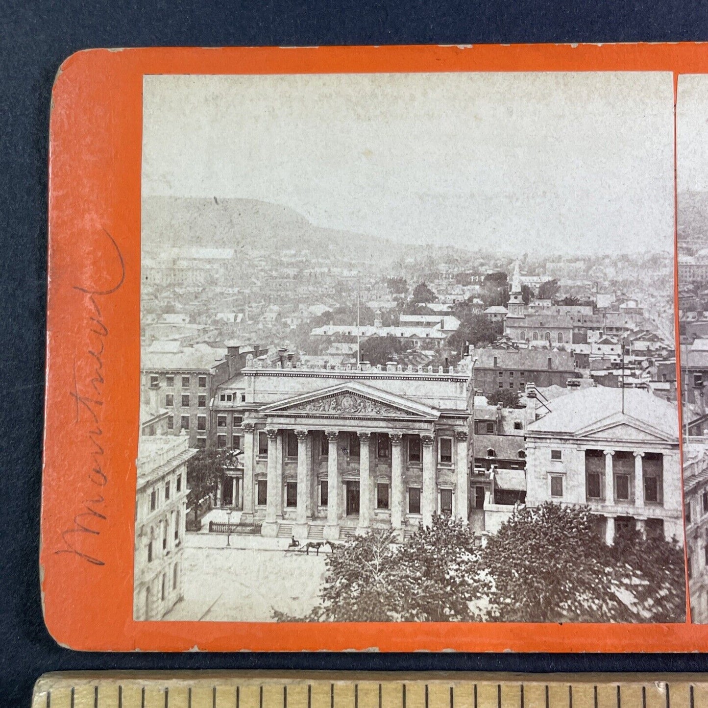 Bank of Montreal in Quebec Canada Stereoview Alexander Henderson c1860s Y2408