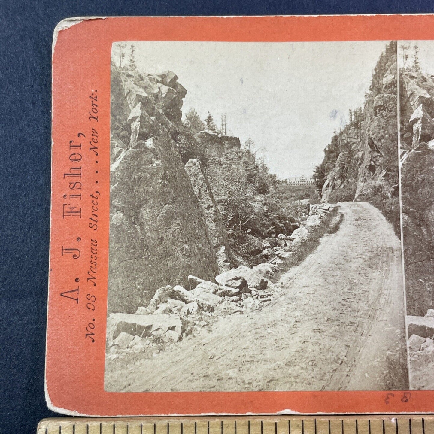 Crawford Notch Hotel House Stereoview AJ Fisher Photo Card Antique c1868 X853
