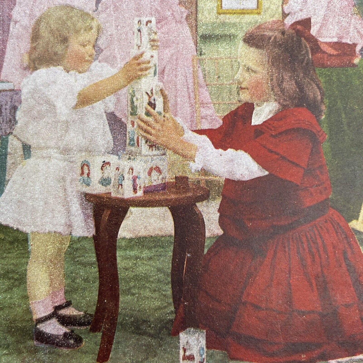 Antique 1905 Children Stack Toy Blocks Stereoview Photo Card P580-017