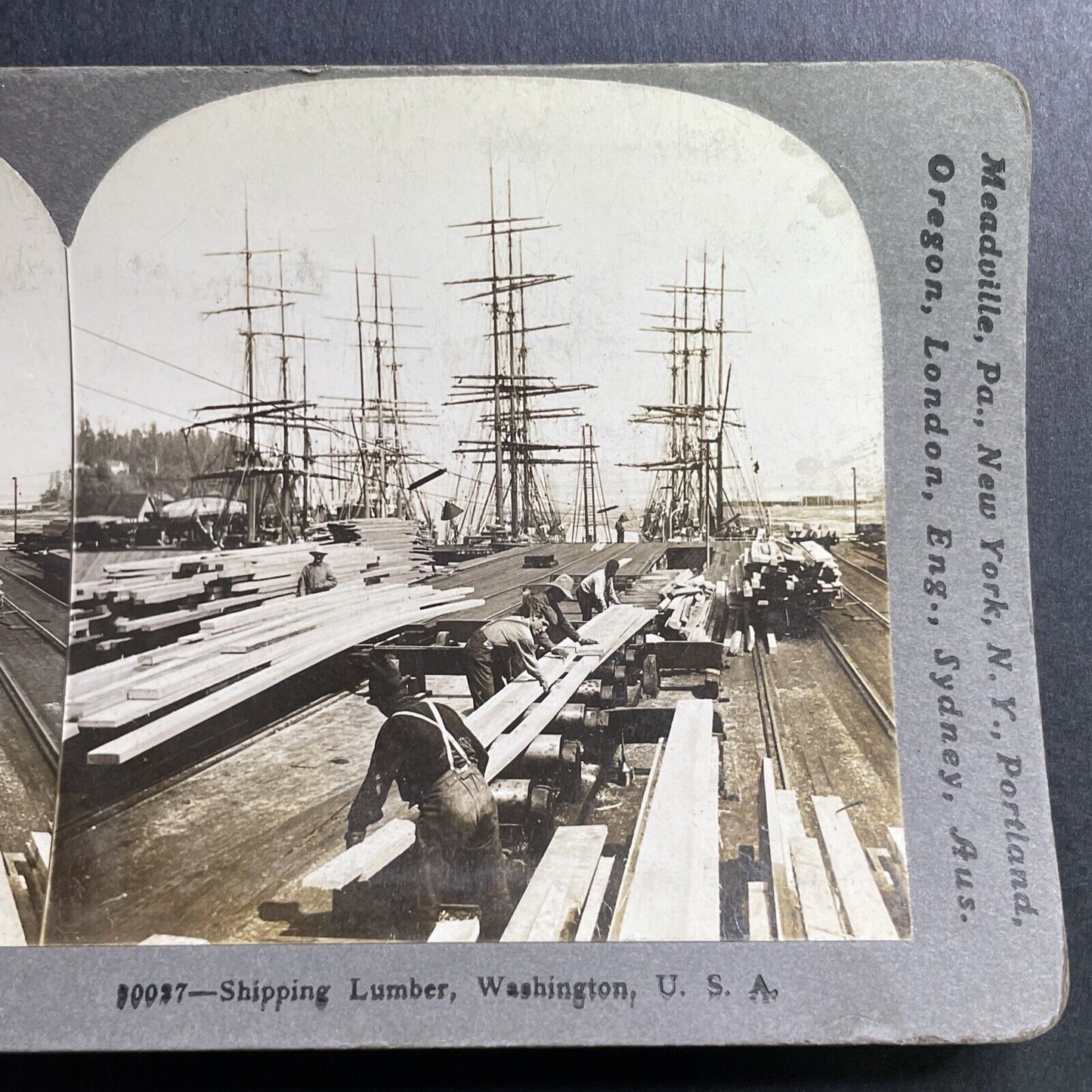 Antique 1905 Lumber Shipping Yard Washington State Stereoview Photo Card P1604