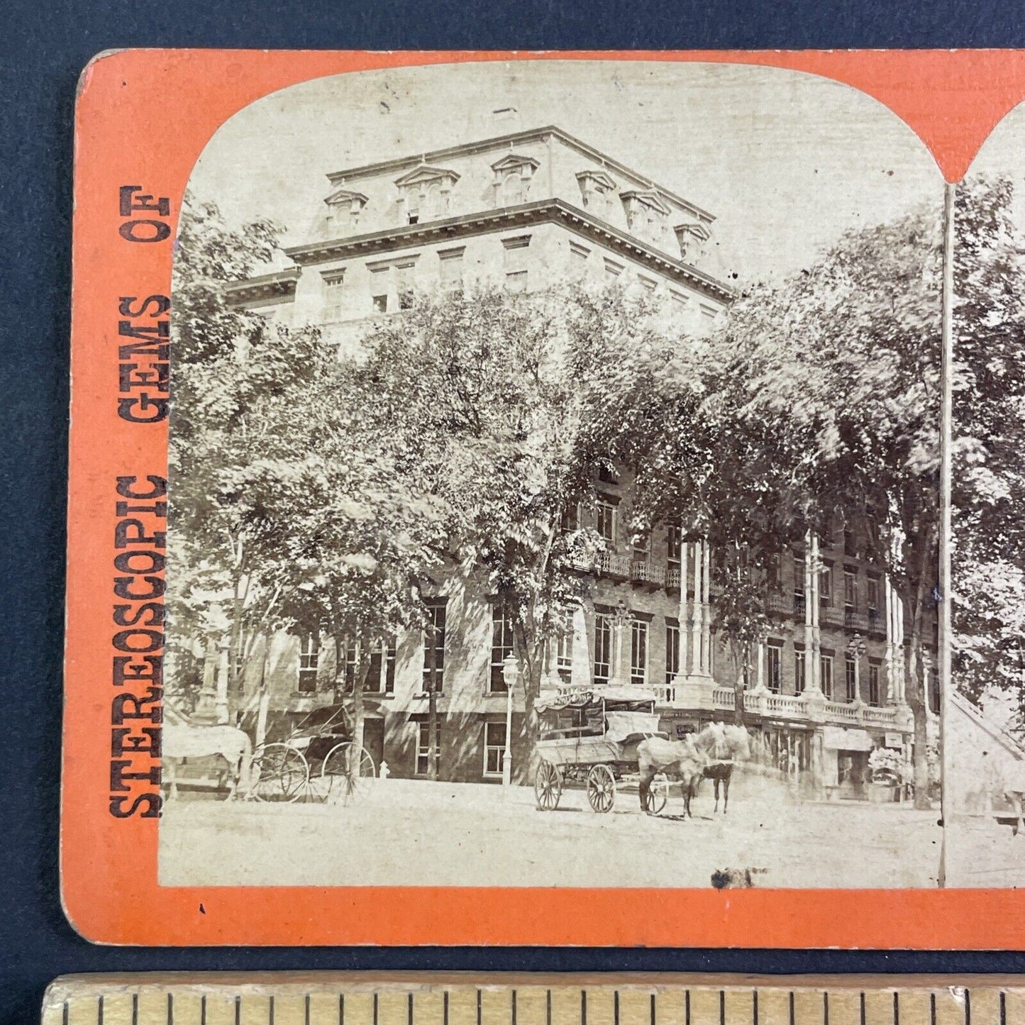 Grand Hotel Saratoga Springs New York Stereoview Antique c1860s Y1202