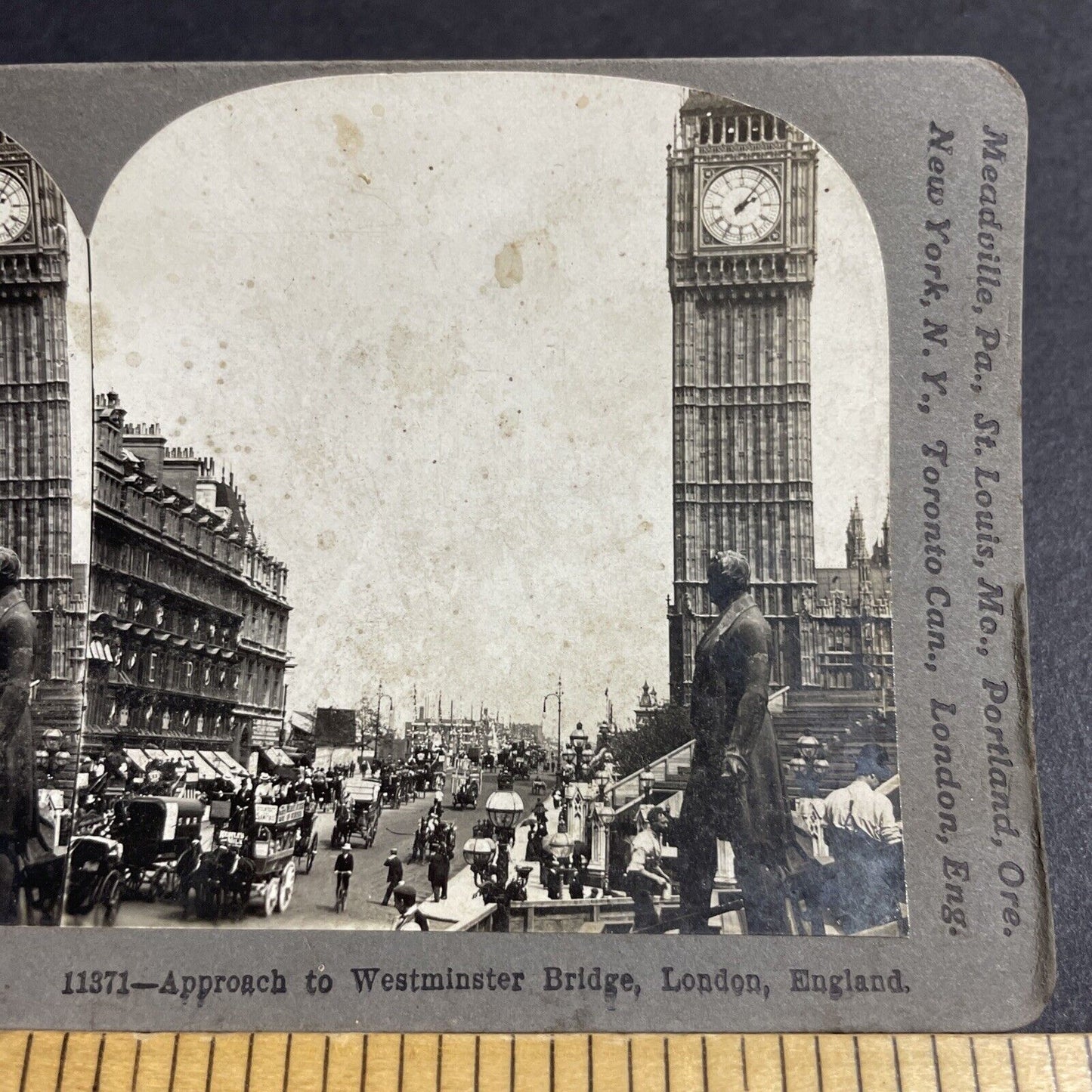 Antique 1902 Big Ben Clock Tower London England Stereoview Photo Card P4478