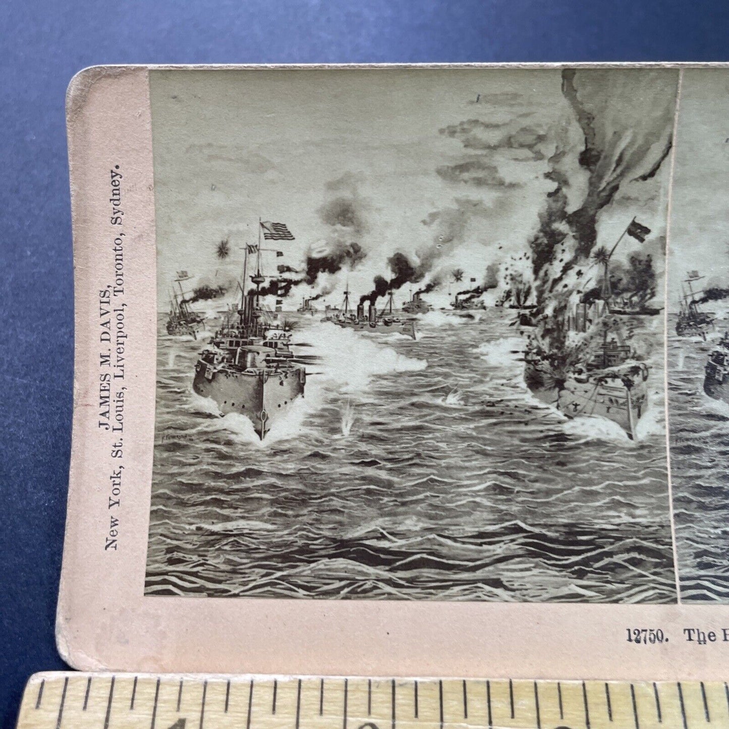 Antique 1898 US Navy Battle Of Manila Philippines Stereoview Photo Card P3913