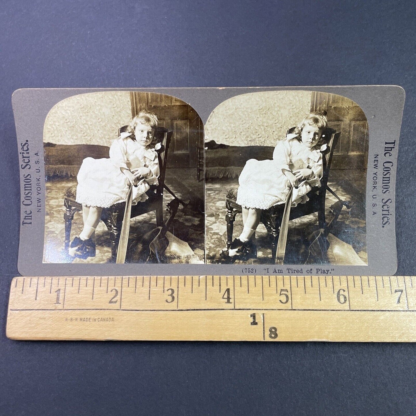 Antique 1900 Young Girl Practices Acoustic Guitar Stereoview Photo Card P3357