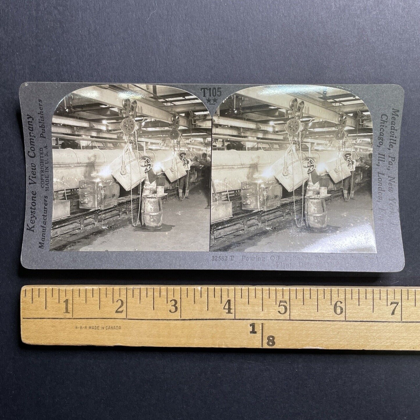 Antique 1929 Ford Engine Plant Detroit Michigan Stereoview Photo Card P1681