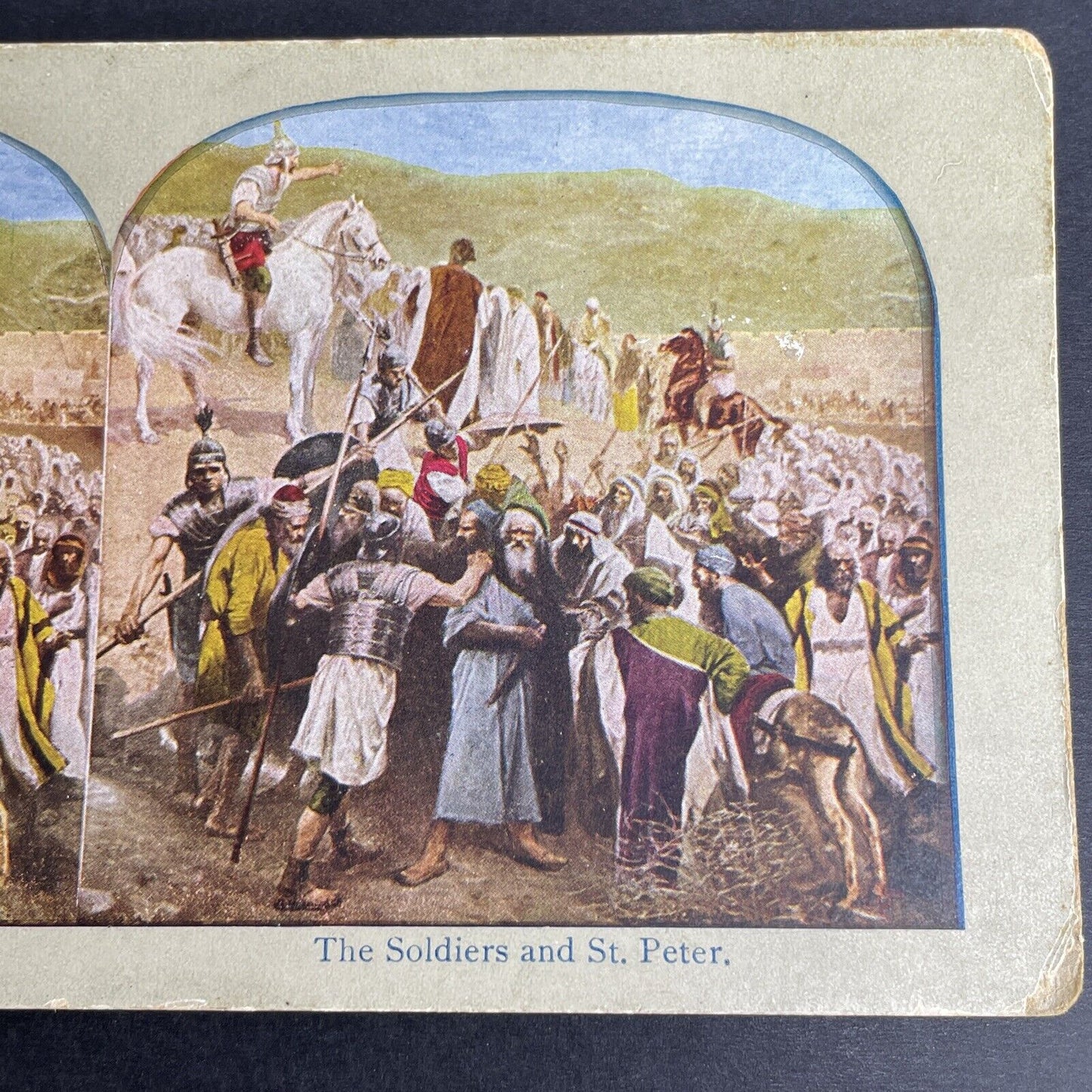 Antique 1902 Roman Soldiers And St. Peter Scene Stereoview Photo Card P1060