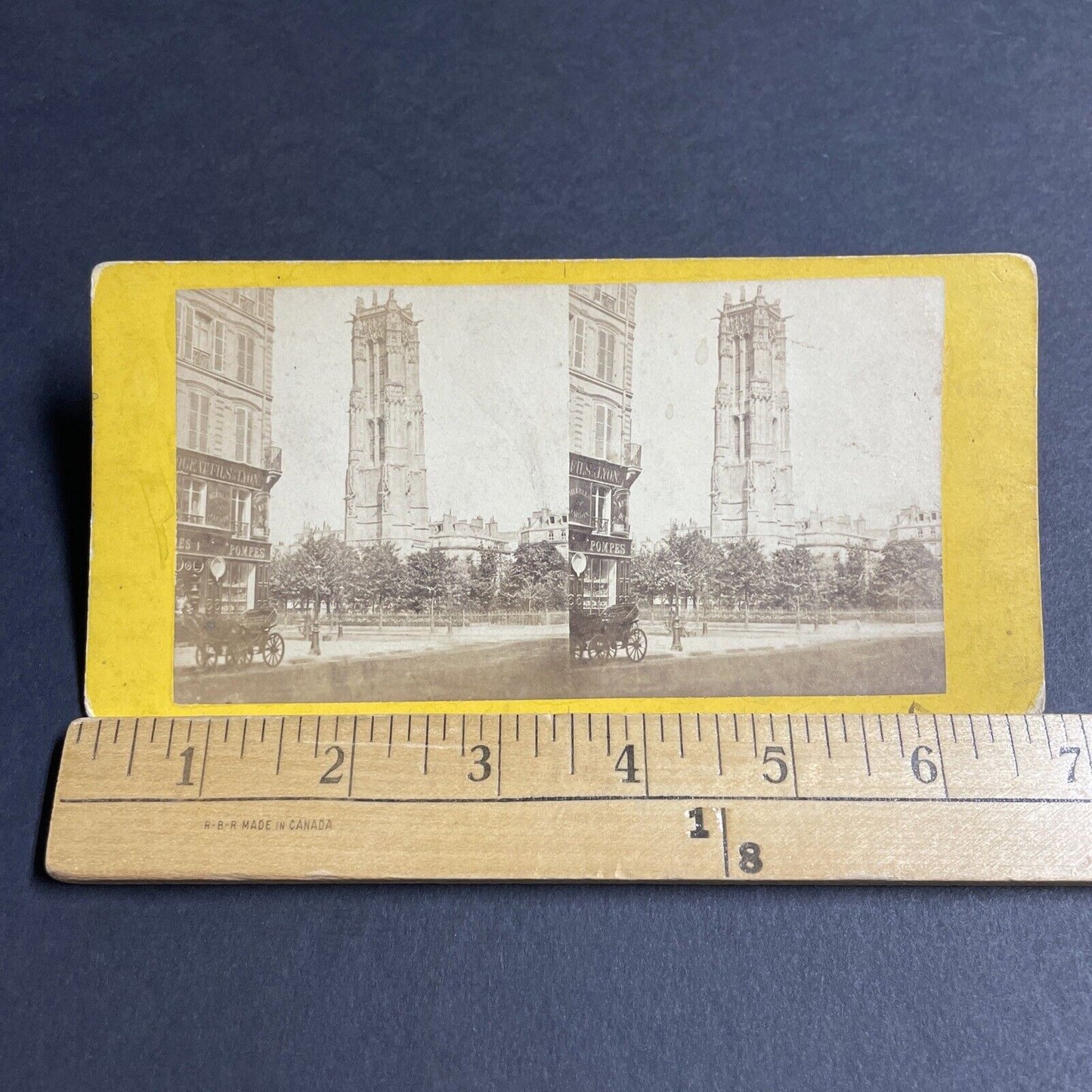 Antique 1870s Tour Saint-Jacques Tower Paris France Stereoview Photo Card P4163