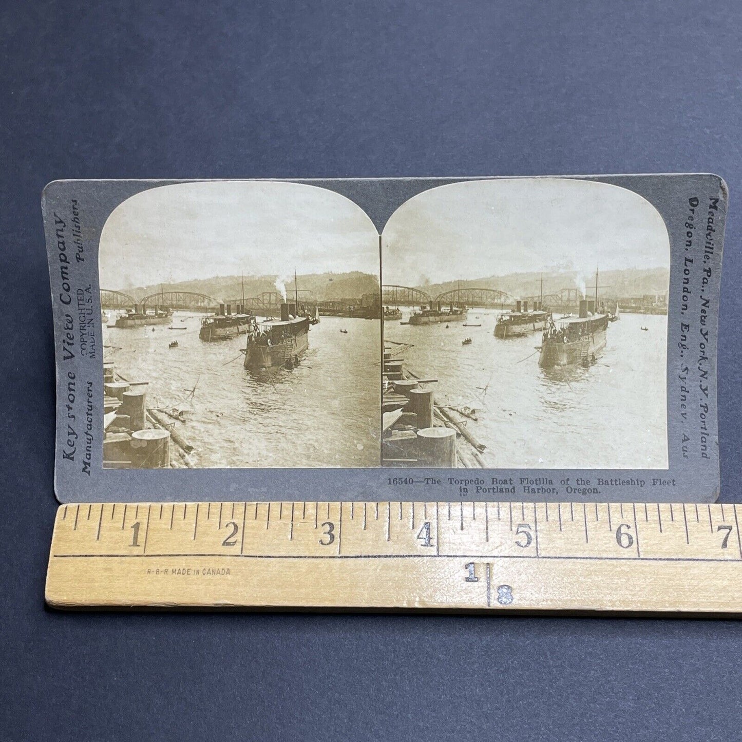 Antique 1916 US Navy Torpedo War Boats Portland OR Stereoview Photo Card P2011