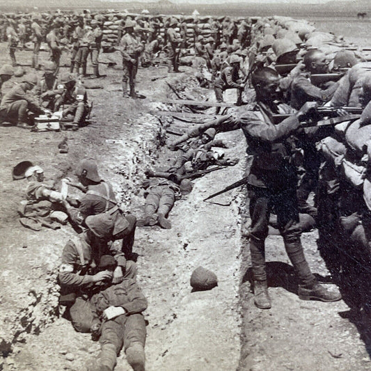 Antique 1900 Many Dead & Injured Boer War Trench Stereoview Photo Card P5573