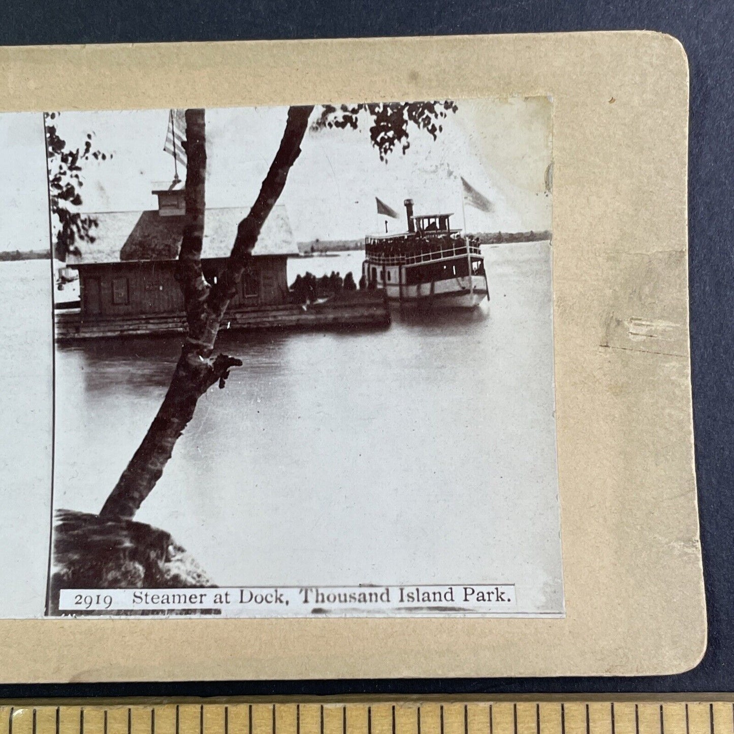 Streamship in Alexandria Bay Thousand Islands Park NY Stereoview c1890s Y2567