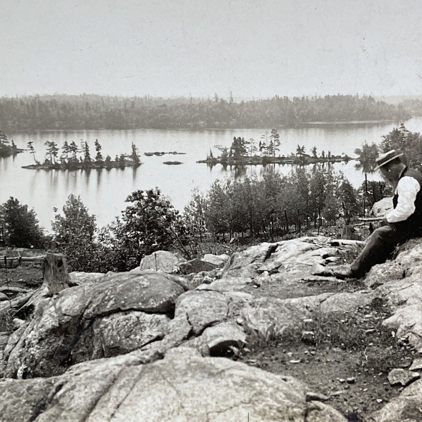 Mortimers Point Port Carling Muskoka Lake Stereoview Canada c1901 Y2799