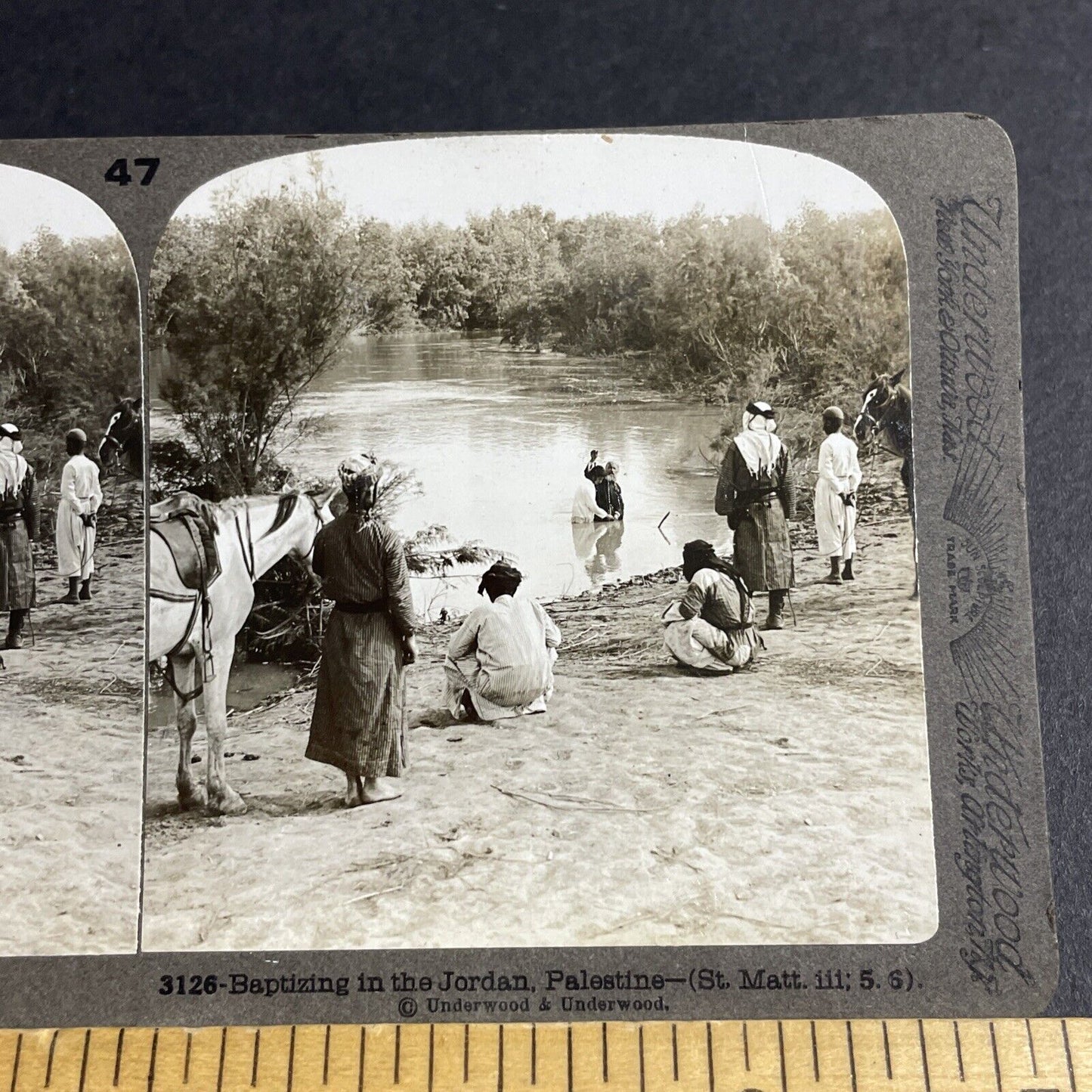 Antique 1903 Christian Bapitism In The Jordan River Stereoview Photo Card P4368