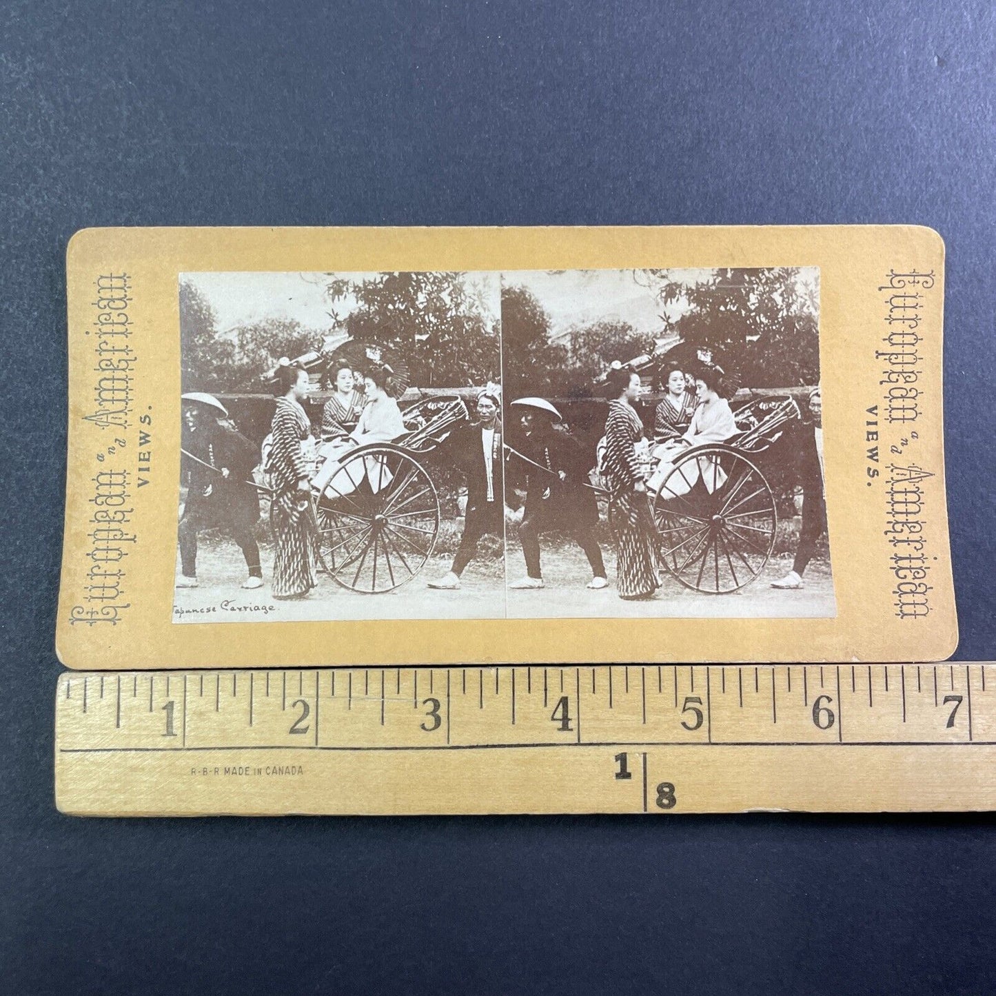 Japanese Carriage Taxi Cart Stereoview Kusakabe Kimbei Antique c1870 X3114 RARE