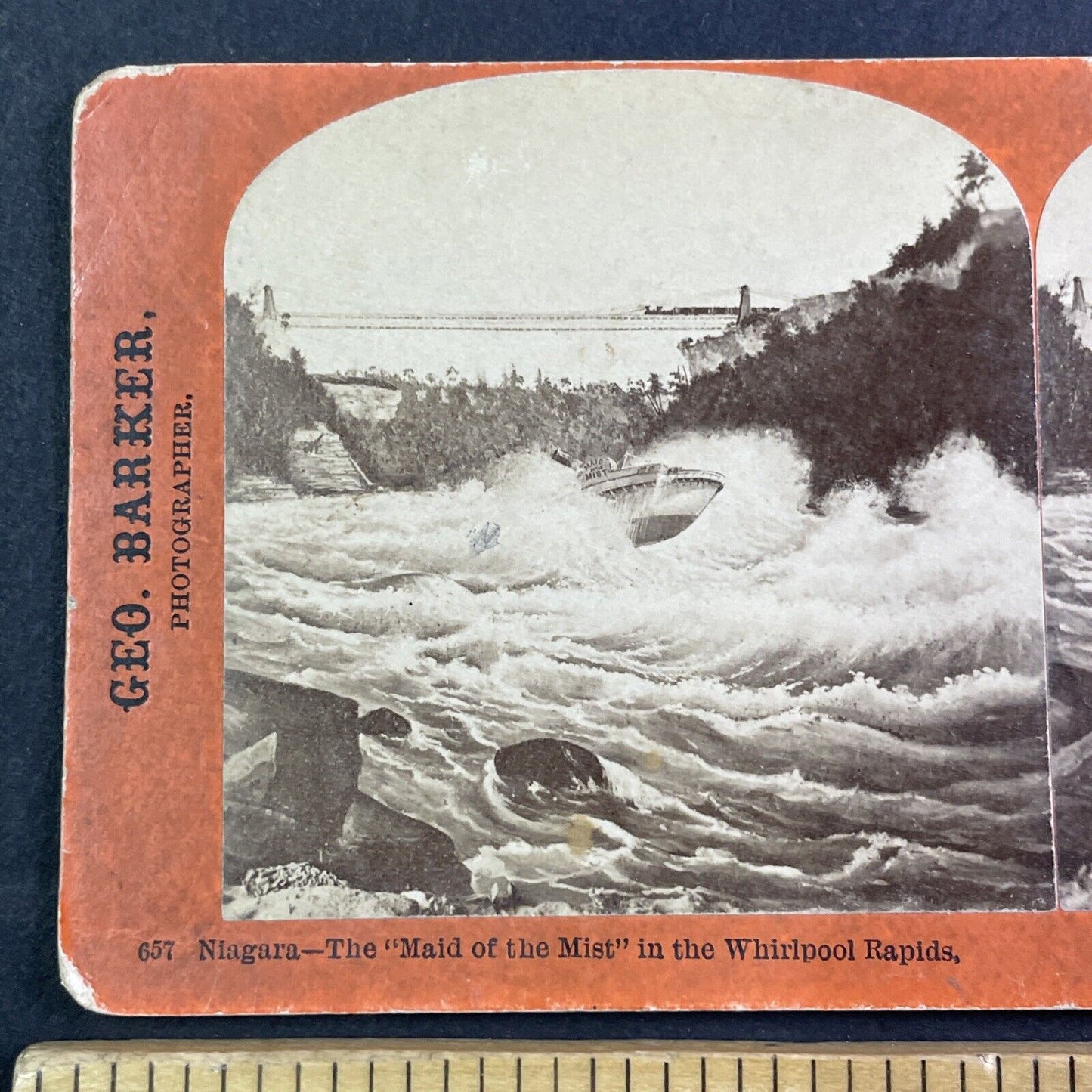 Captain Joel Robinson Maid Of The Mist II Niagara Rapids Stereoview c1861 X3651