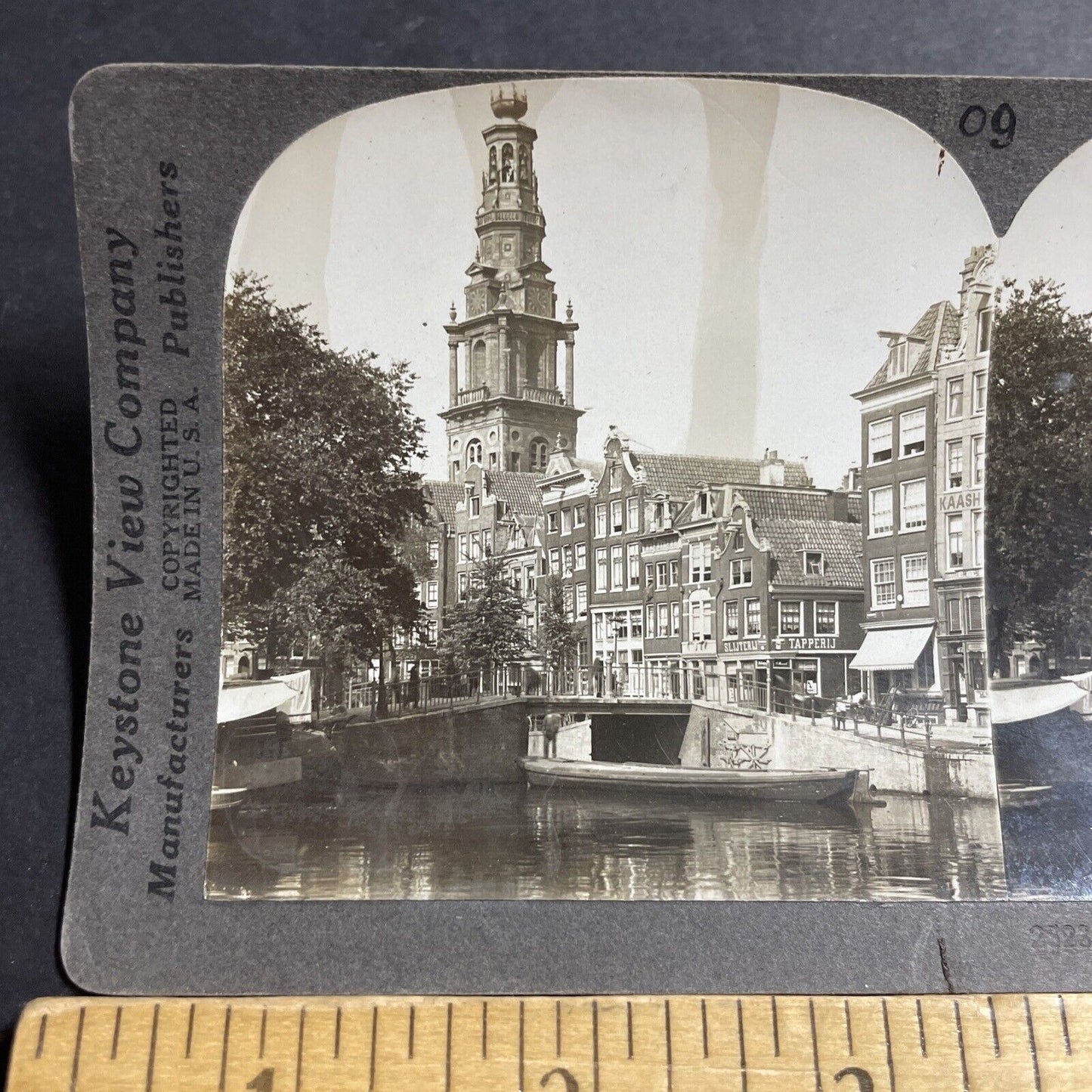 Antique 1910s Main Street In Amsterdam Netherlands Stereoview Photo Card P5136