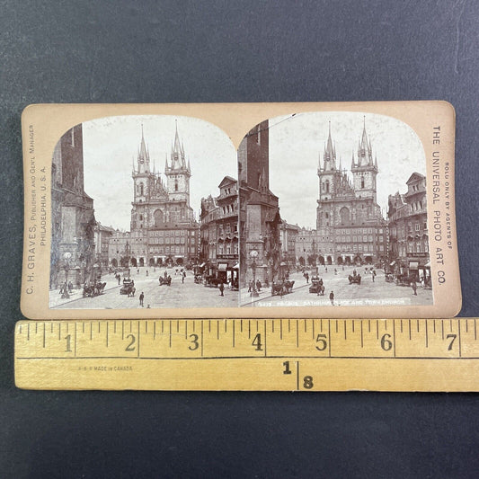 Old Town Square Prague Czechoslovakia Stereoview Antique c1897 X3524