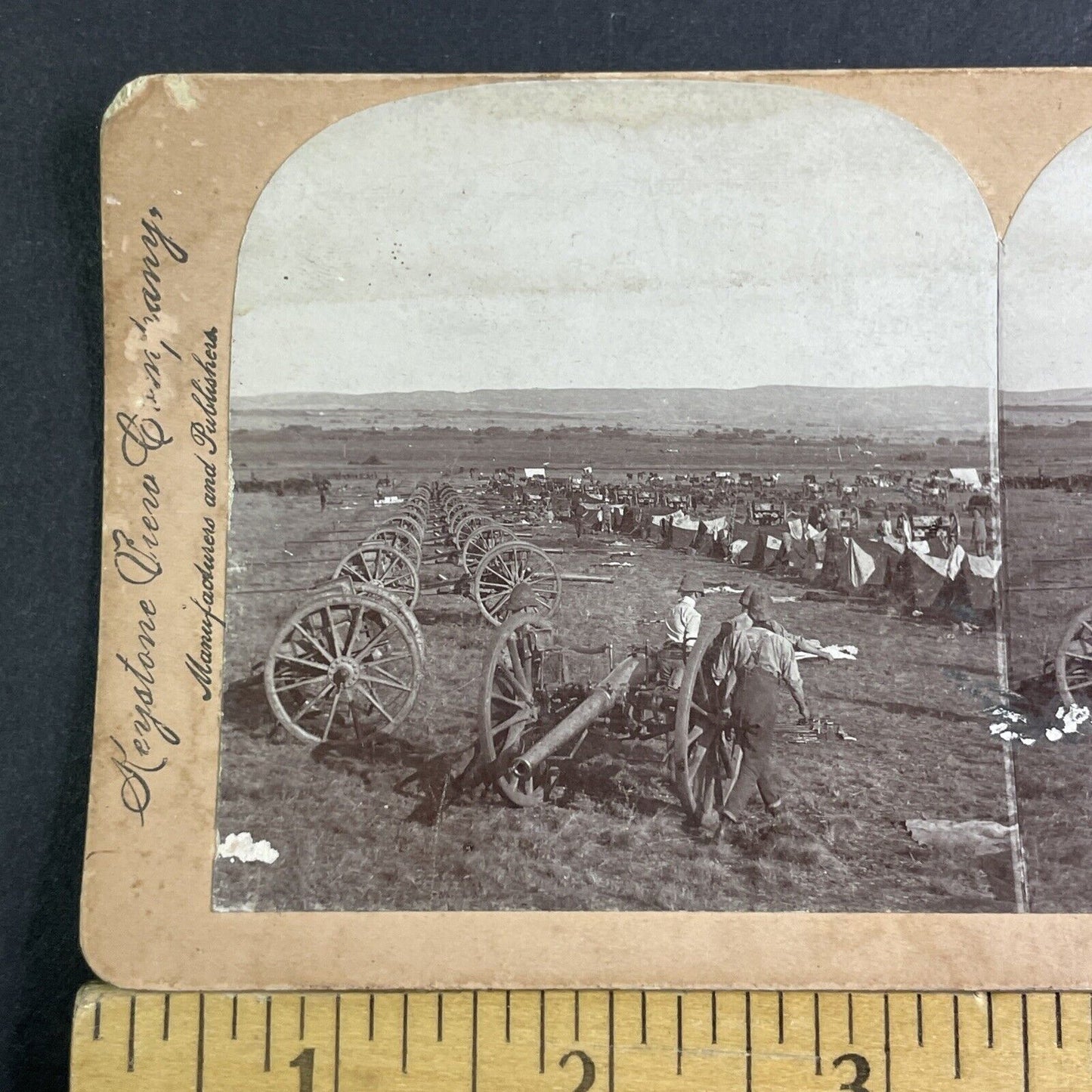 Boer War Cannons Line Up For Battle Stereoview South Africa Antique c1900 X3156