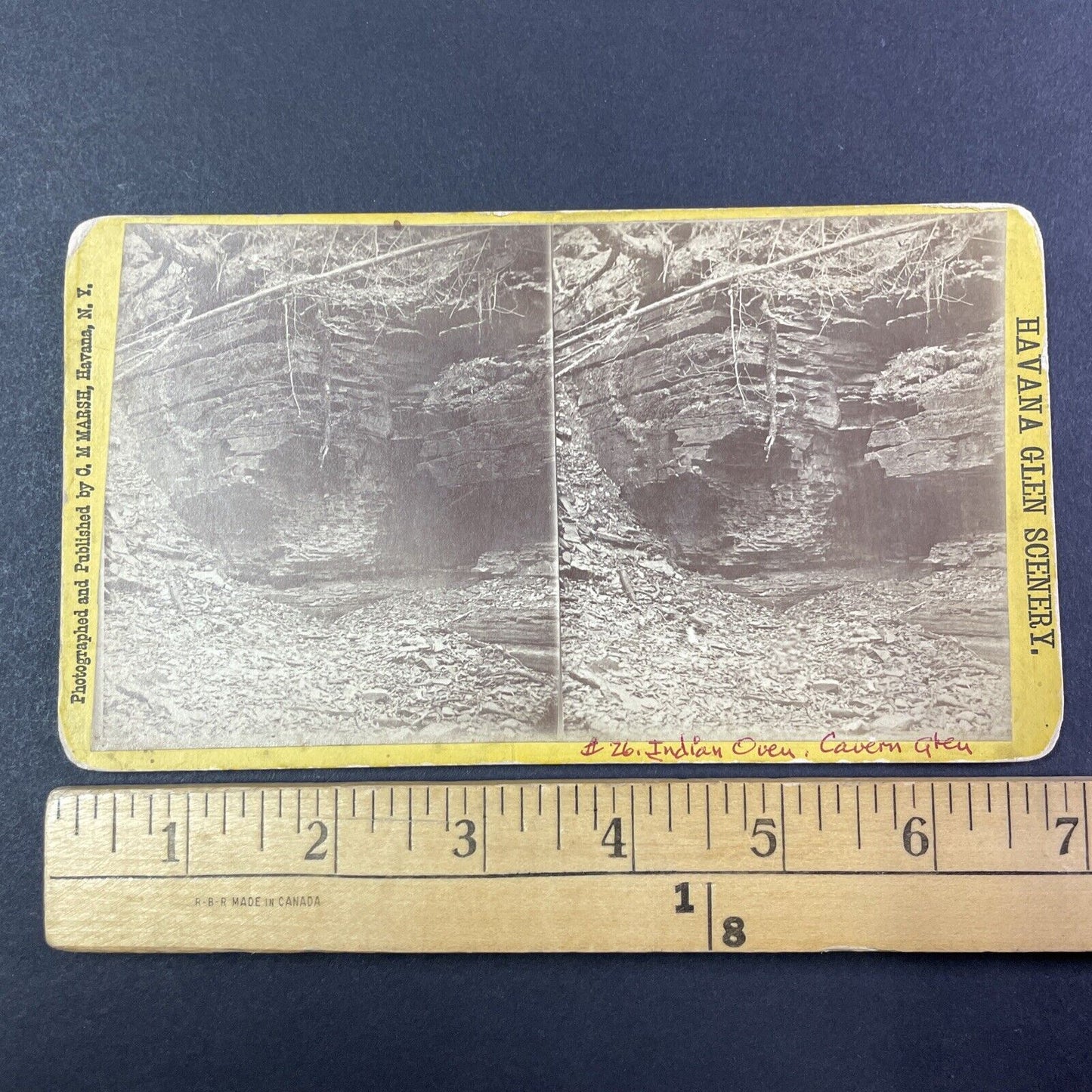 Indian Oven Rock Montour Falls New York Stereoview C.M. Marsh c1865 Y1754