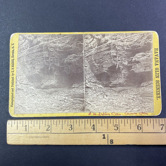 Indian Oven Rock Montour Falls New York Stereoview C.M. Marsh c1865 Y1754