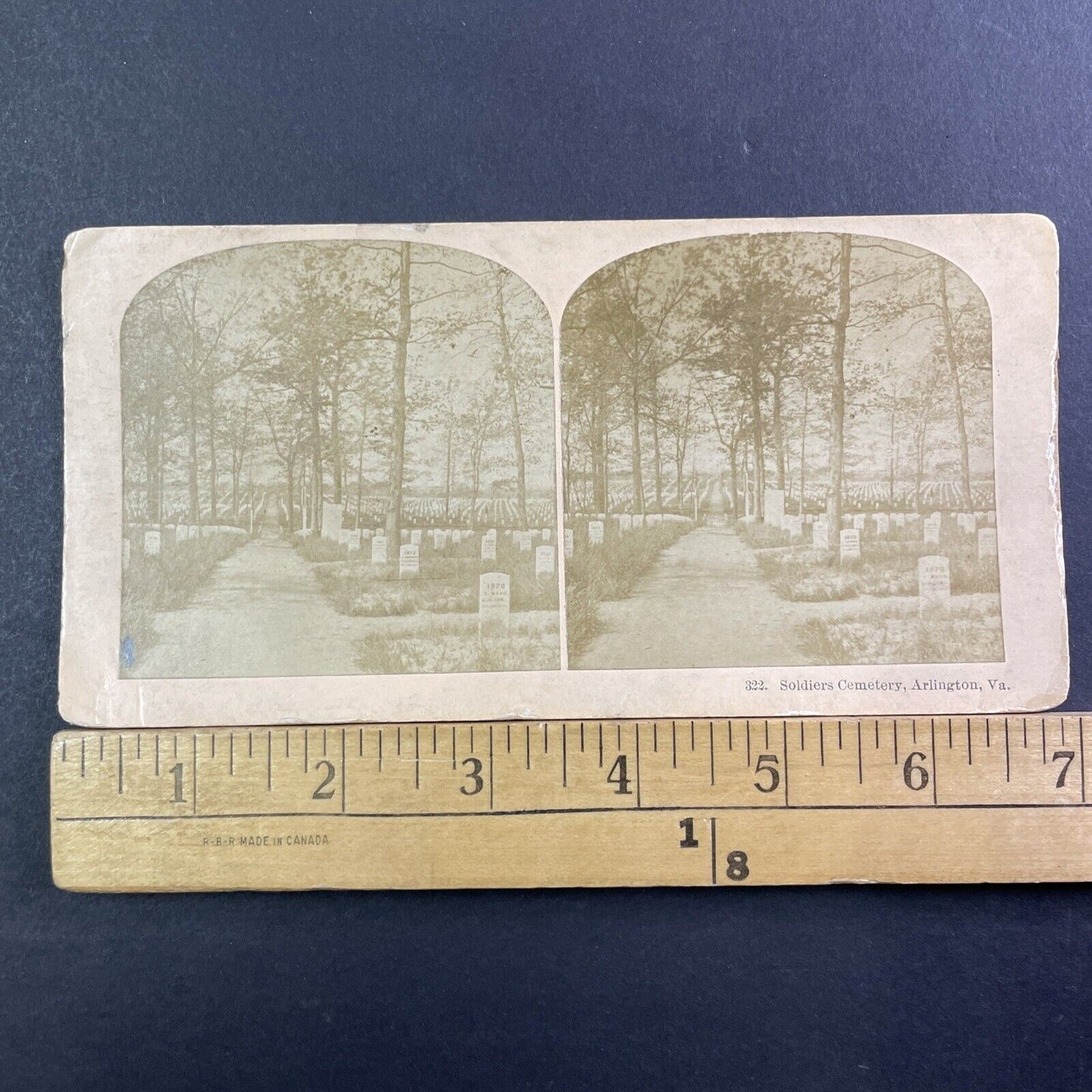 Civil War Graves Stereoview Arlington Virginia BW Kilburn Antique c1895 X1325