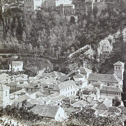 Antique 1895 City Of Granada Spain Aerial View Stereoview Photo Card P2155