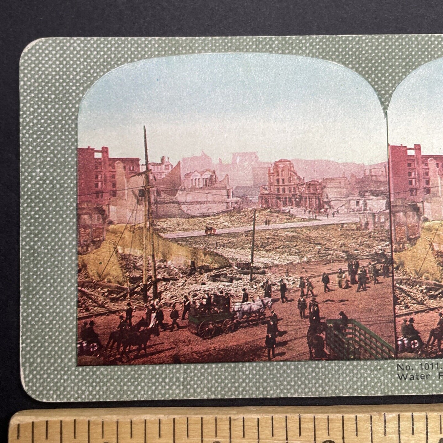 Antique 1910s San Francisco Earthquake Nob Hill Stereoview Photo Card 2300-11