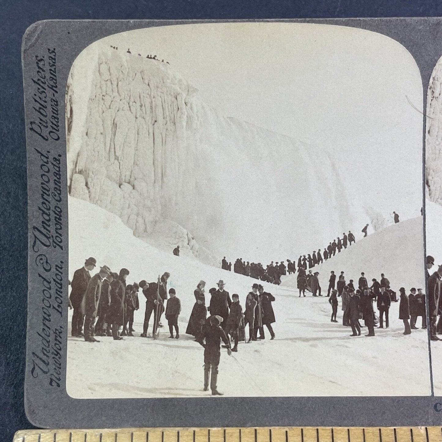 Ski and Sled Winter Sports Niagara Falls Stereoview Antique c1902 Y2798