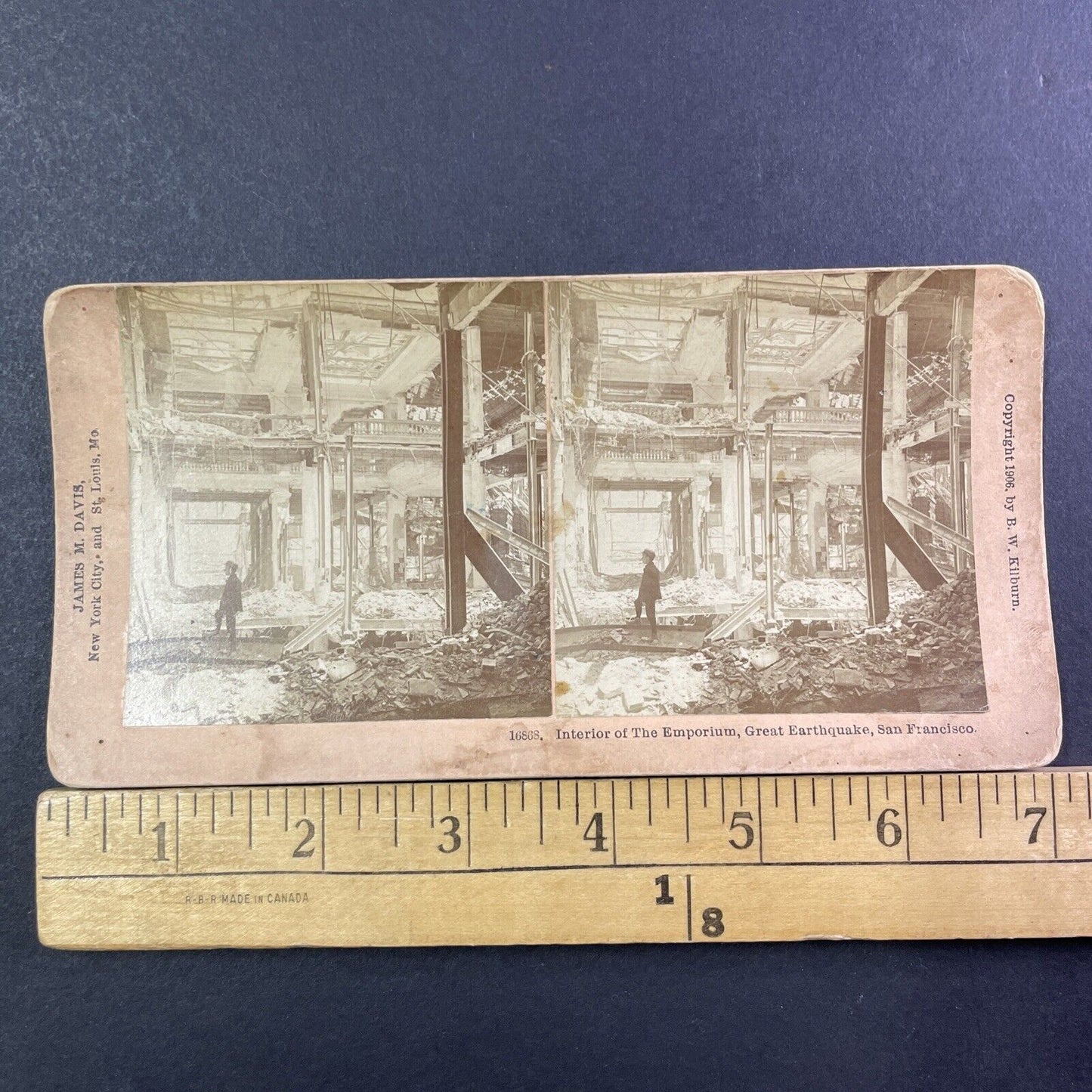 San Francisco Earthquake Collapse Horror Stereoview Photo Card Antique 1906 X821