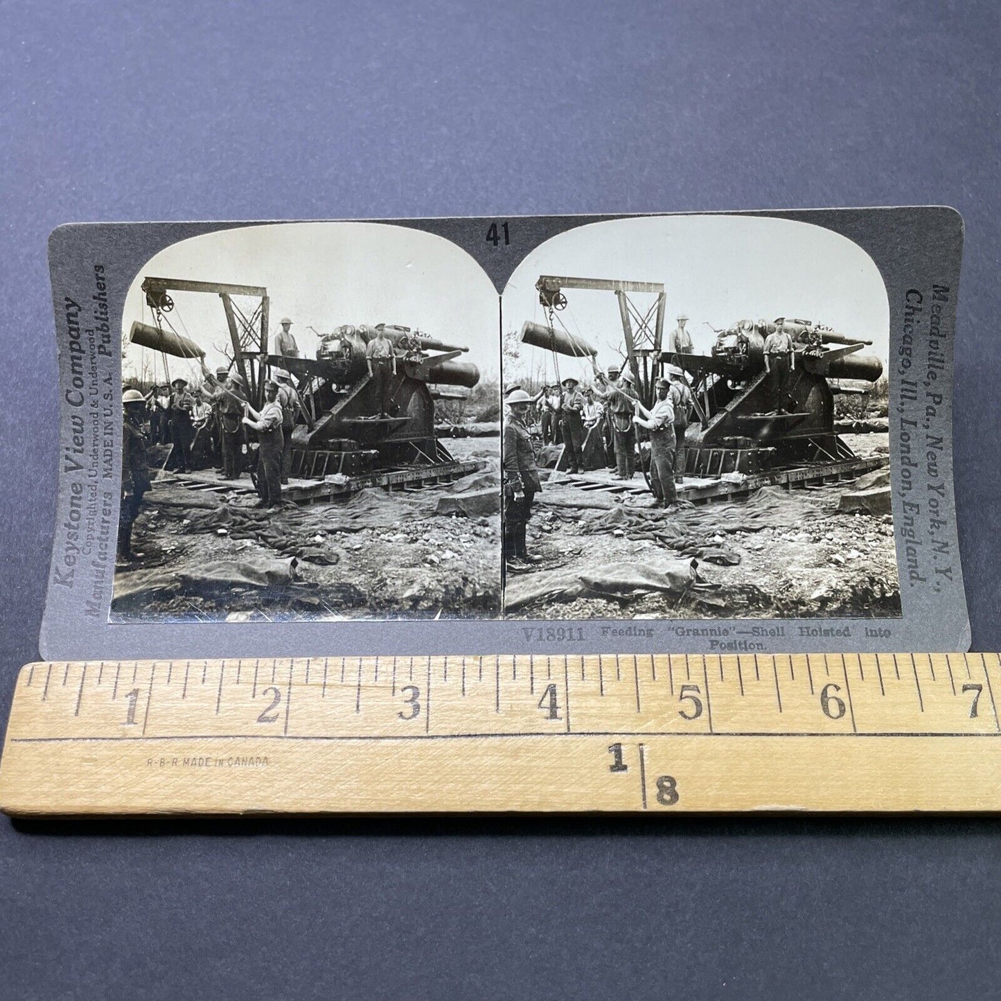 Antique 1916 British Artillery 15" Howitzer WW1 Stereoview Photo Card P2787