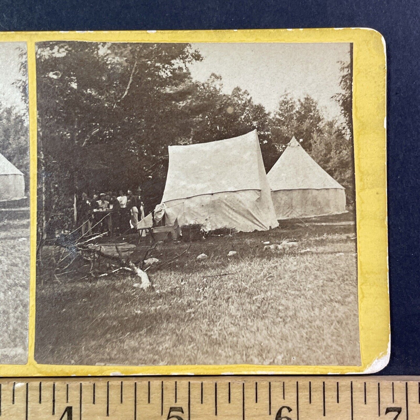 Tent Camp Weirs Beach Stereoview Laconia NH Photo Card Antique 1872 X827