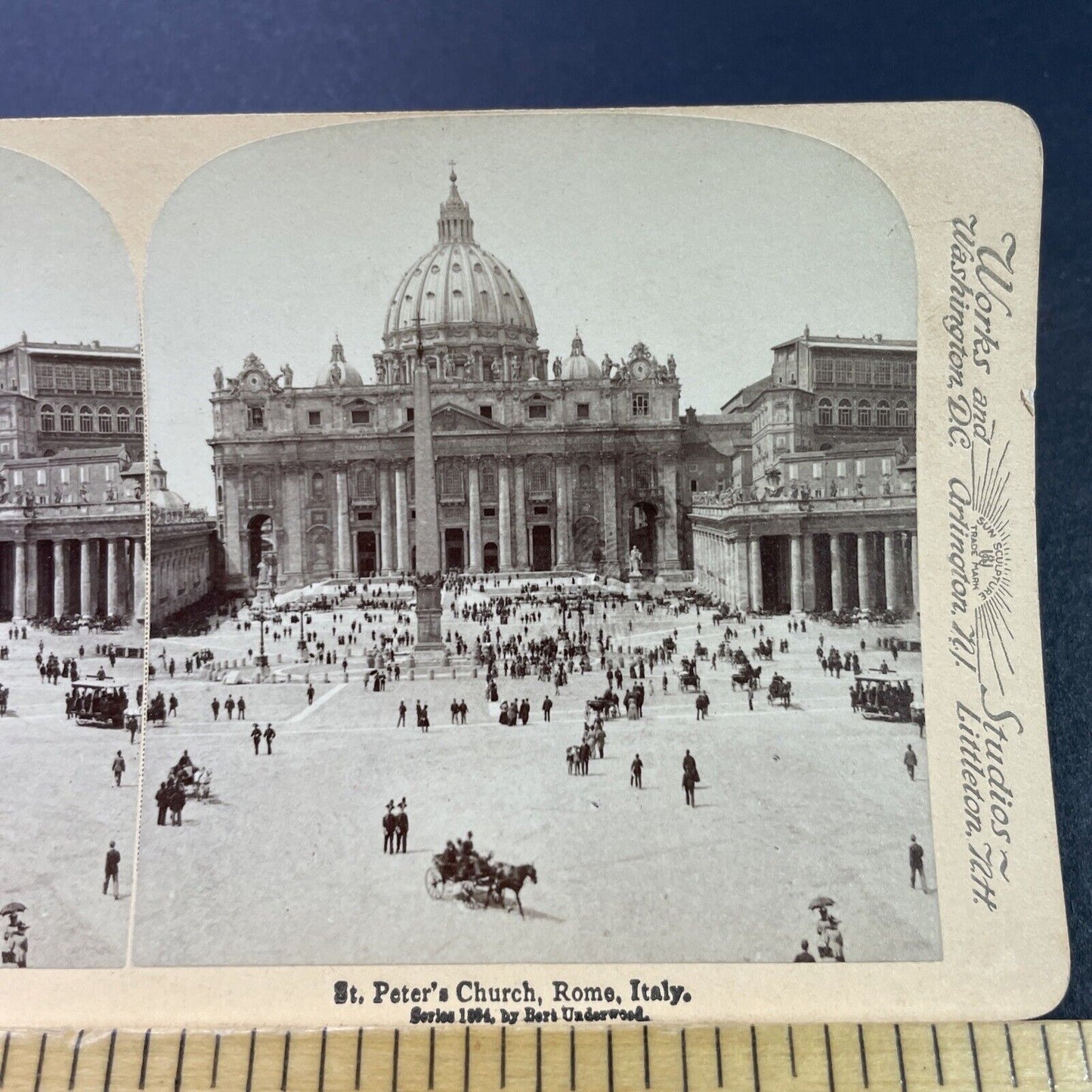 Antique 1894 St. Peters Basilica Church Rome Italy Stereoview Photo Card P3799