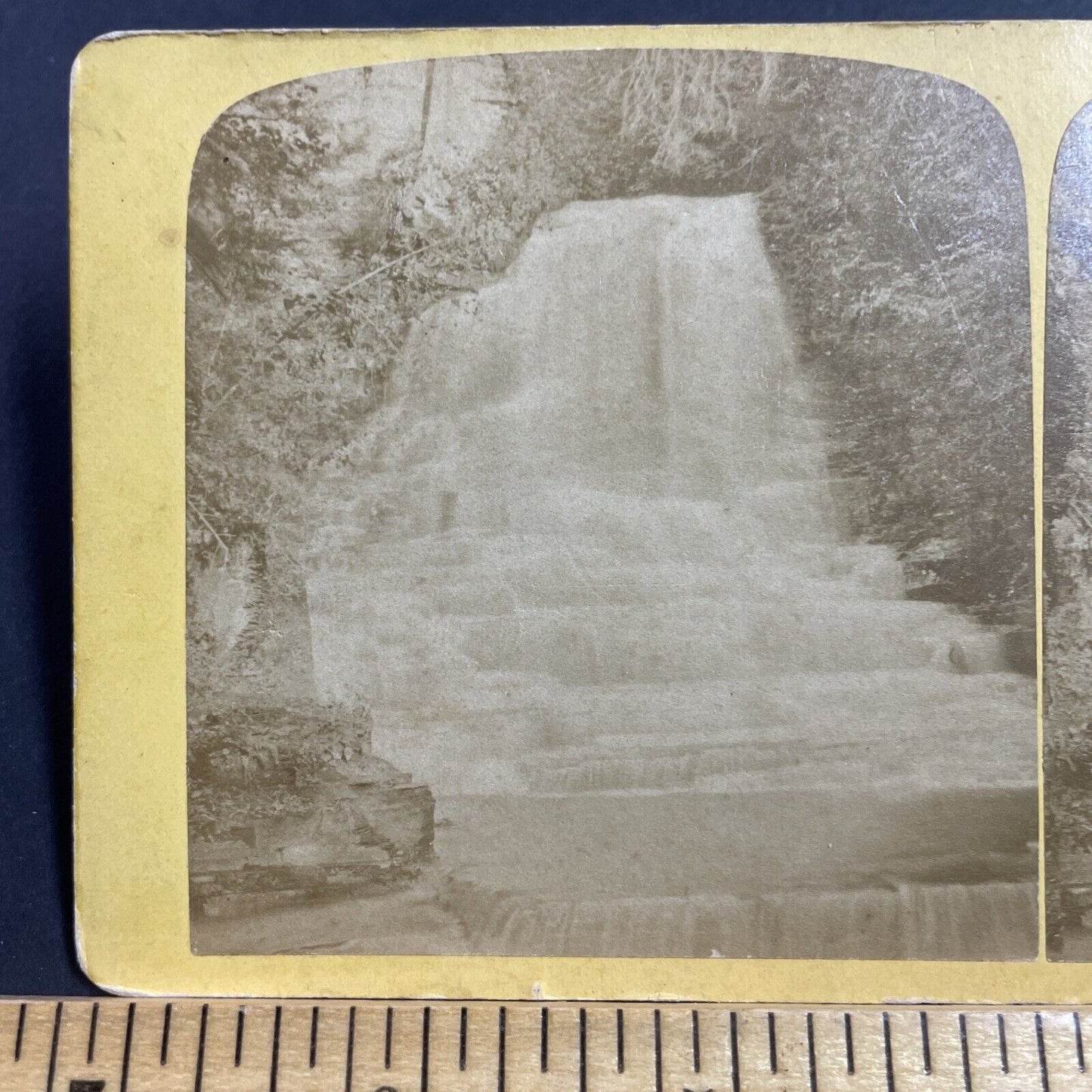 Antique 1870s Indian Chimney Falls Lansing NY Stereoview Photo Card P1980-12