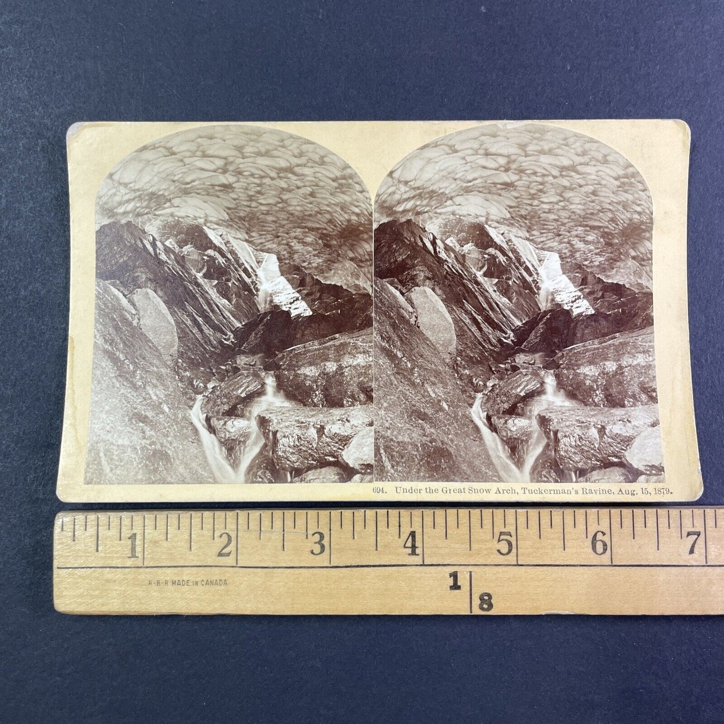 Tuckerman Ravine 'Last Glacial Ice' Stereoview New Hampshire c1879 Y2164