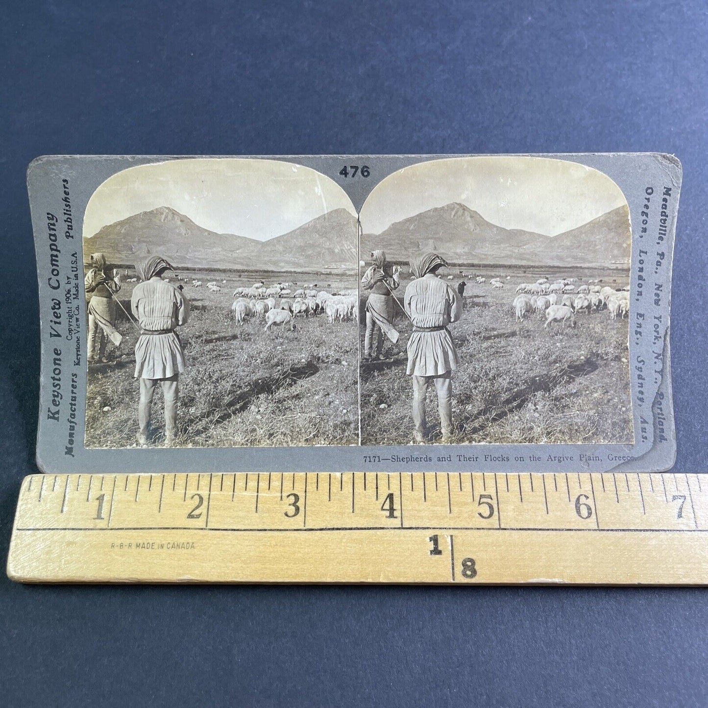 Antique 1906 Shepherds In Argos Greece Stereoview Photo Card P2107