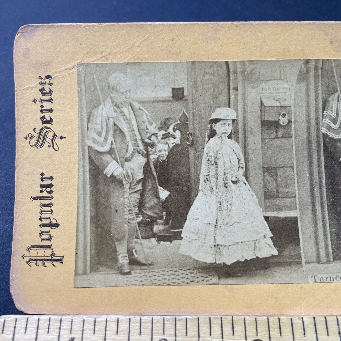 Antique 1870s Child Kicked Out Of Church Eating Apple Stereoview Photo Card 3084