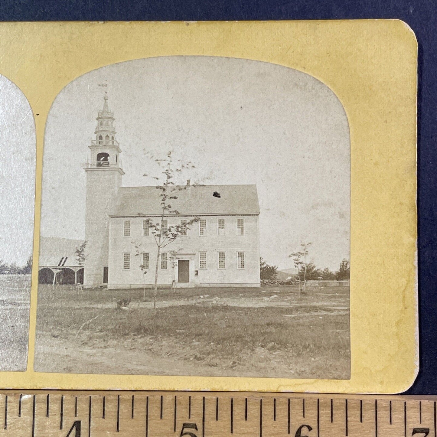 Meetinghouse Jaffrey Center NH Stereoview George Scripture Antique 1860s X907