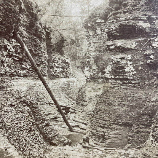 Antique 1870s Spiral Gorge Watkins Glen New York Stereoview Photo Card P4797