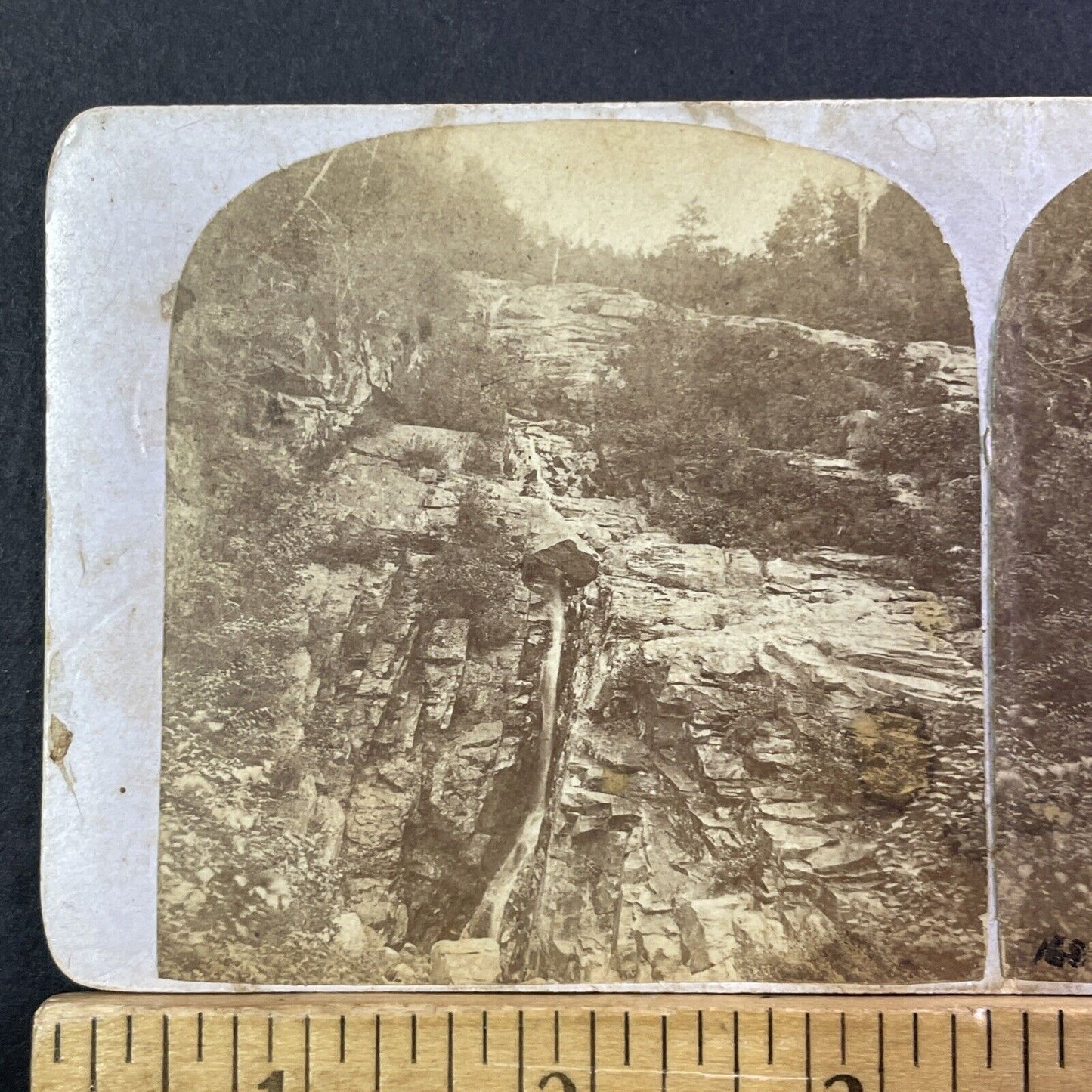 Silver Cascade Crawford Notch Stereoview Photo Edward Bookhout Antique 1875 X962