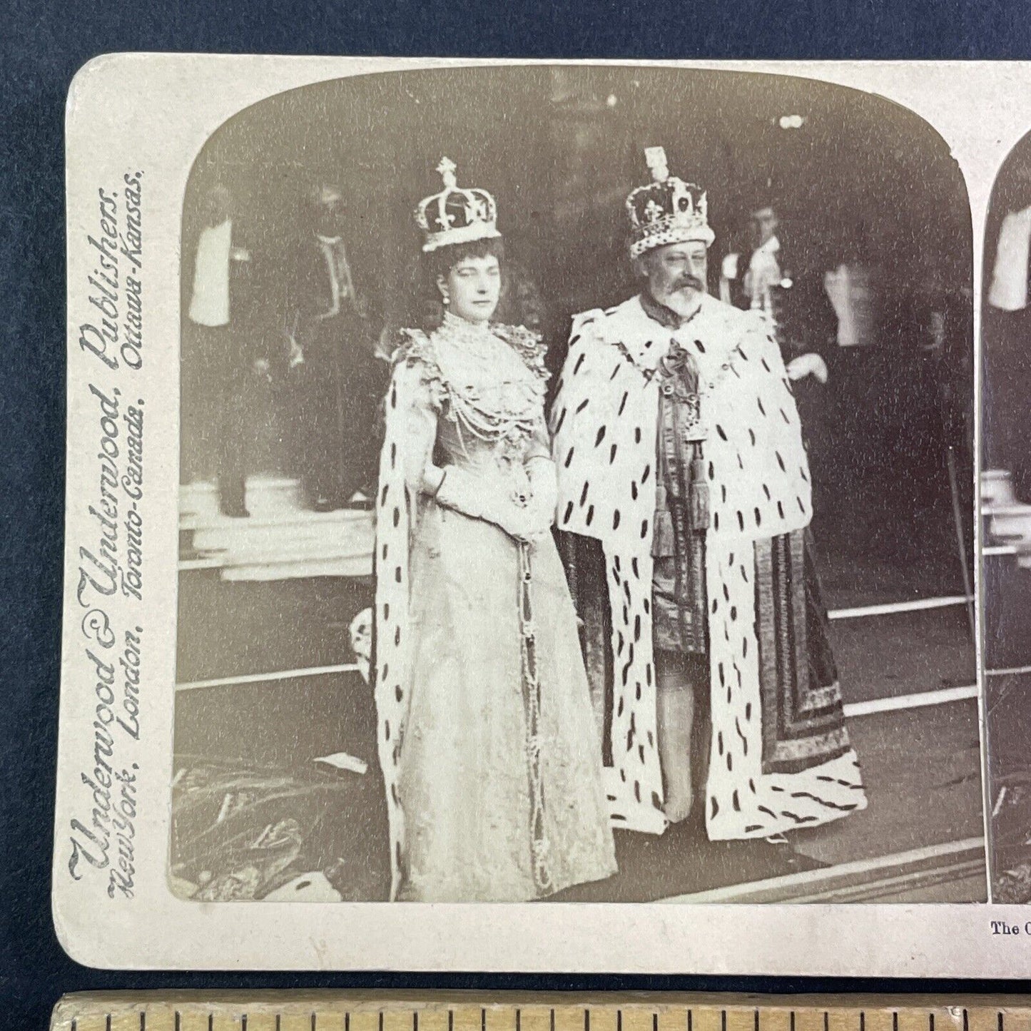 King Edward VII and Queen Alexandra Stereoview England Antique c1902 Y1423