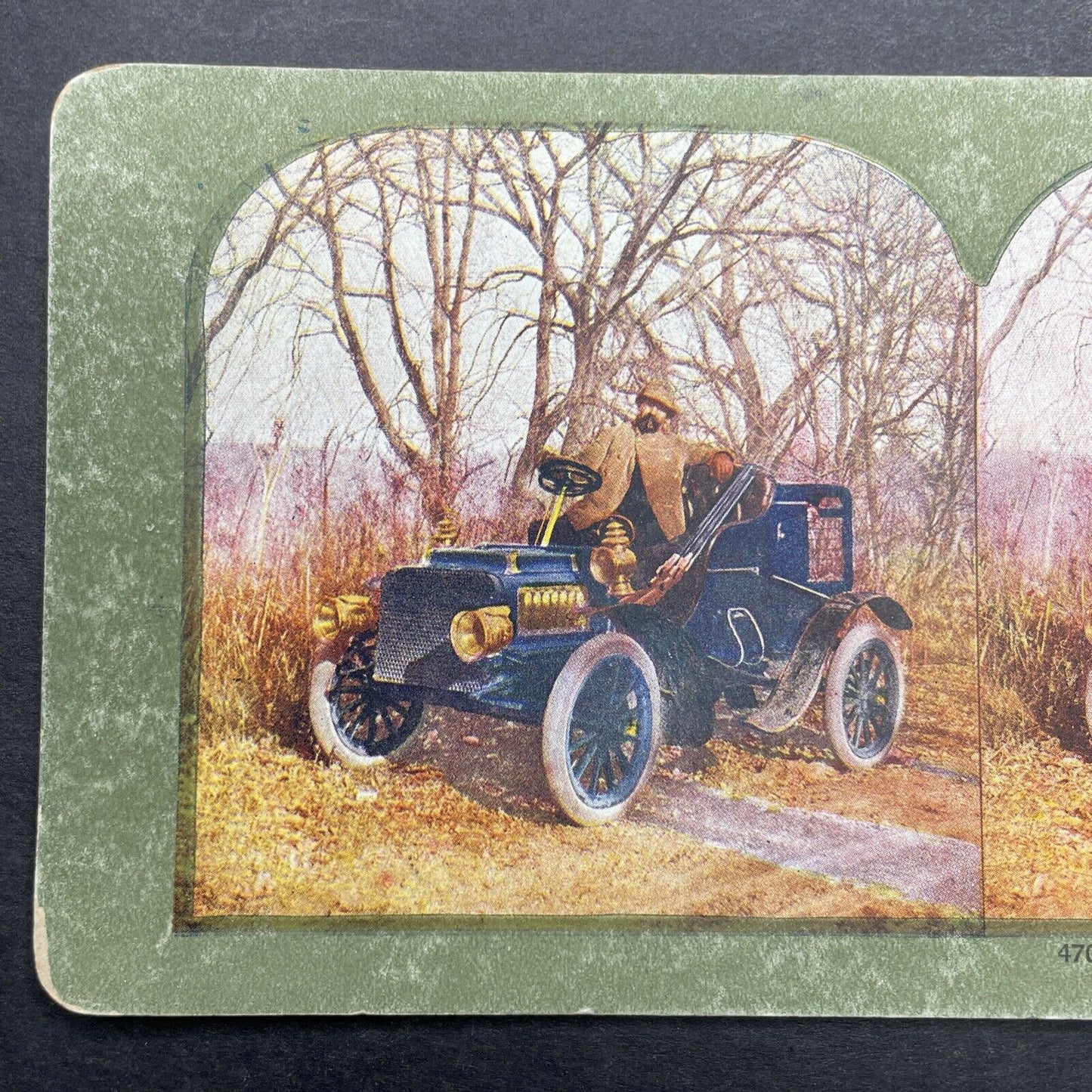 Antique 1905 Quail Hunter In An Automobile Stereoview Photo Card P580-060