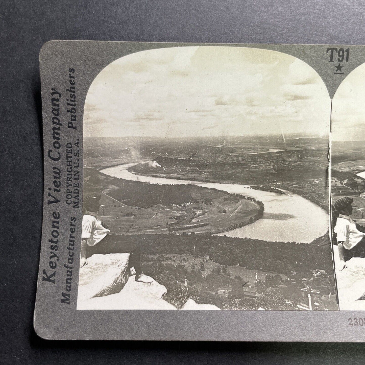 Antique 1918 Chattanooga Along The Tennessee River Stereoview Photo Card P1340