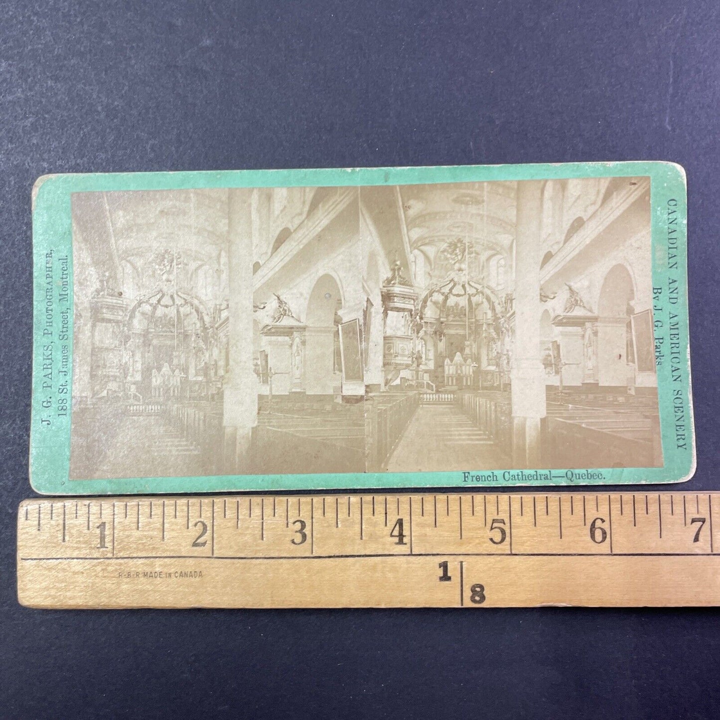 Cathedral Basilica Notre Dame Quebec Stereoview J.G. Parks Antique c1865 X2763