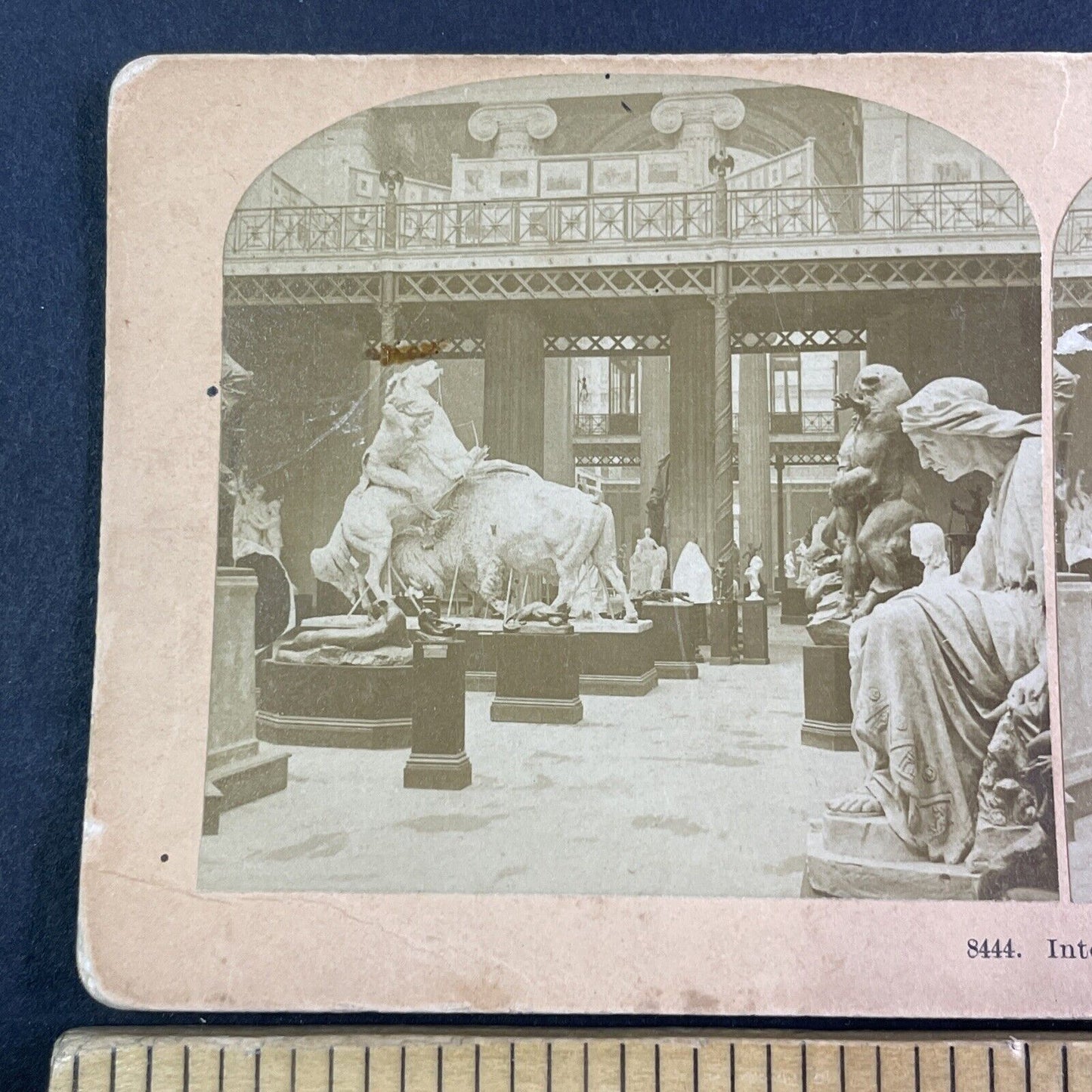 Alabaster Bison Hunting Exhibit Stereoview Columbian Expo Antique c1893 X4110